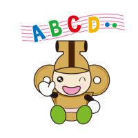 ABCDの文字と笑顔でウインクをしているはにぽんのデザイン