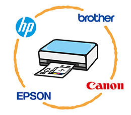 メーカー名とプリンターのイラスト
