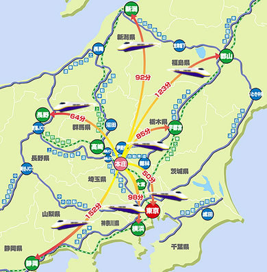本庄市近郊のアクセスマップ