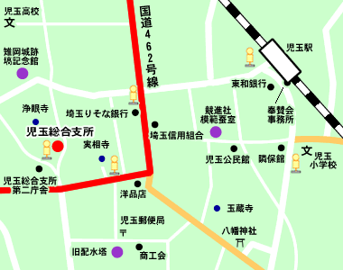 児玉総合支所(アスピアこだま内)への地図
