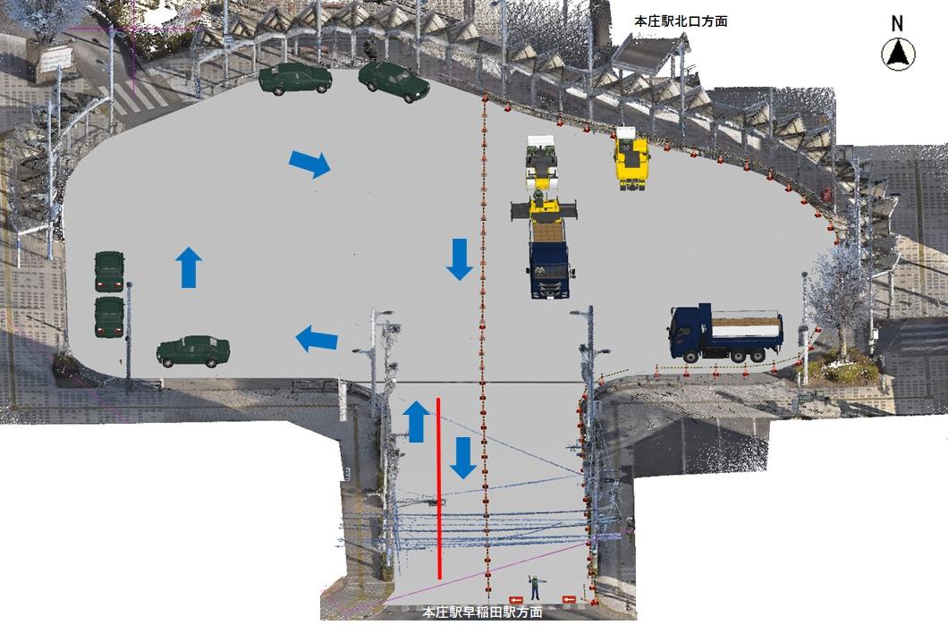 駅前広場の右側を規制している画像