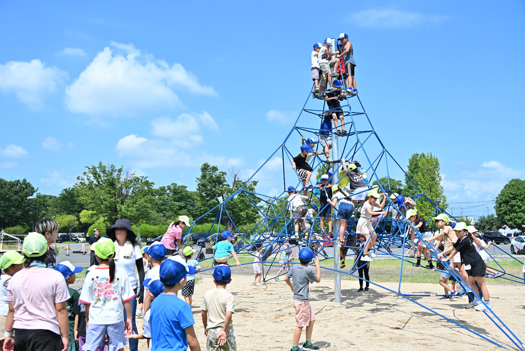 ザイルクライミングで遊ぶ子供たち