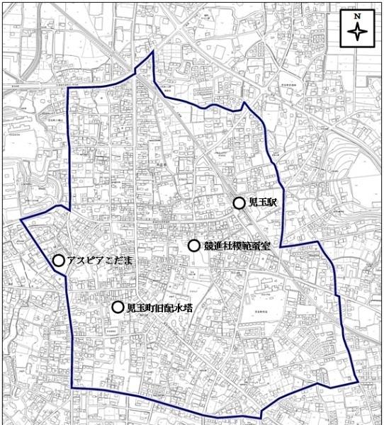 児玉駅周辺居住誘導区域の地図