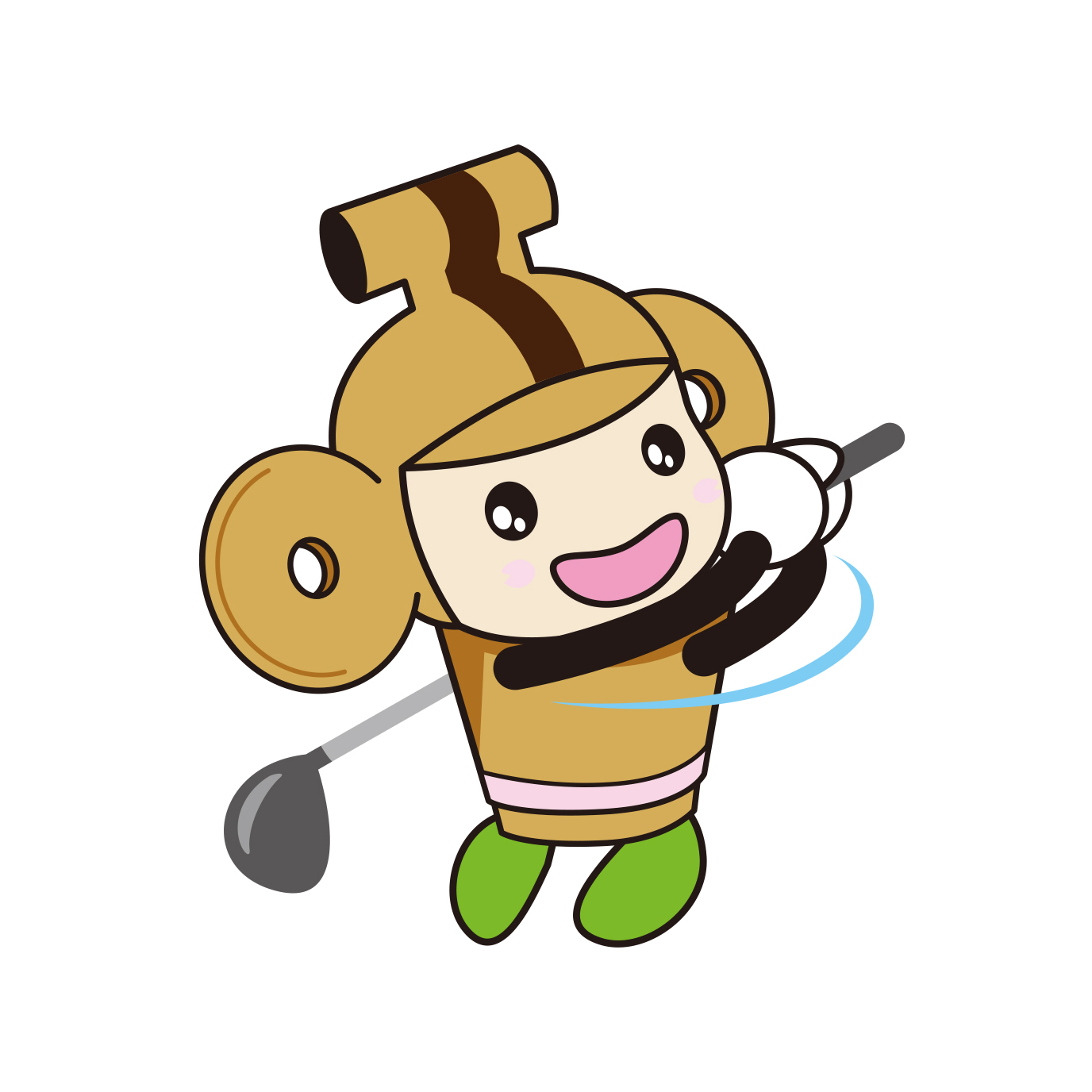 ぱにぽんがゴルフをしているイラスト