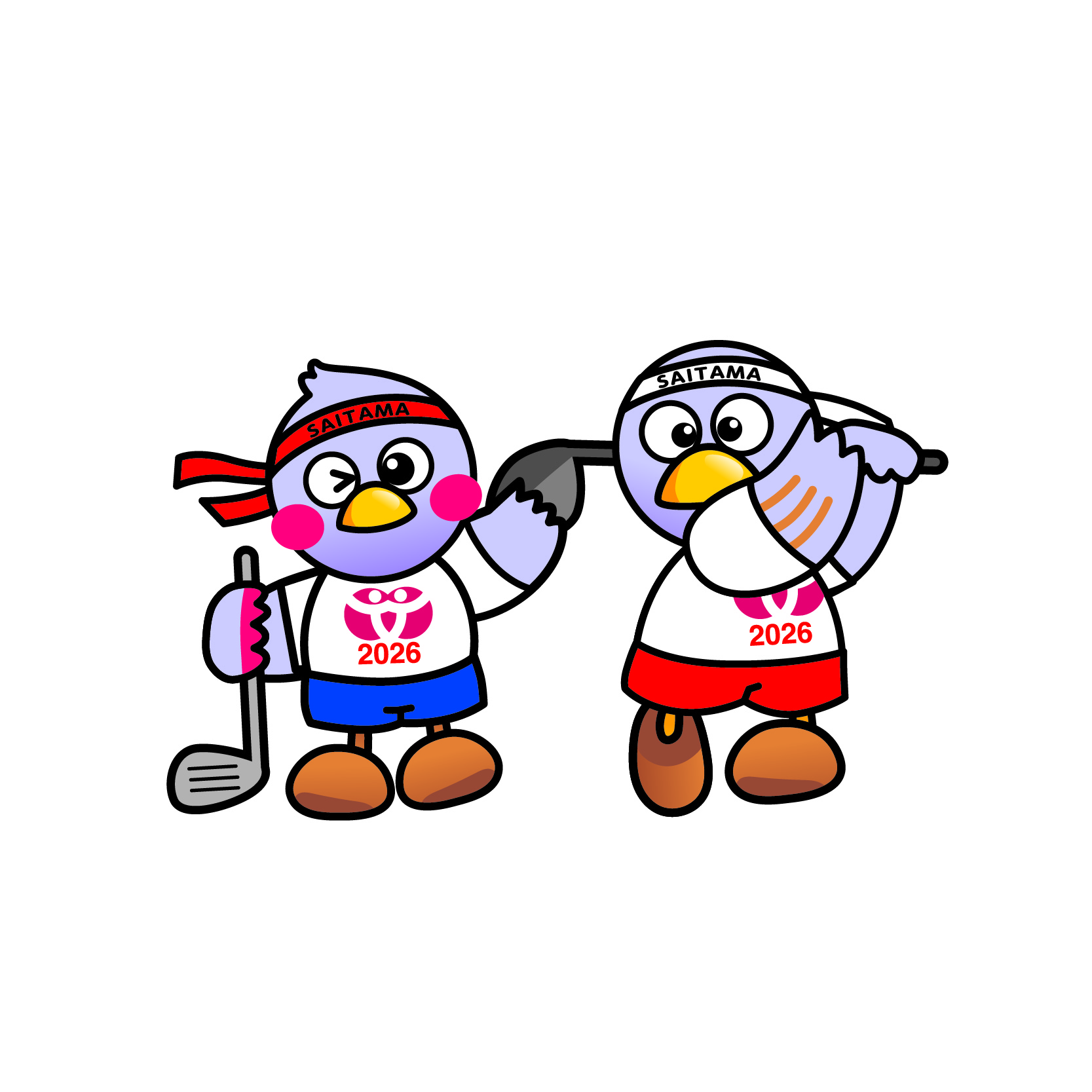 コバトンがゴルフしているイラスト